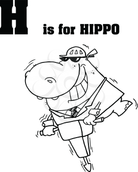 Royalty Free Clipart Image of H is for Hippo