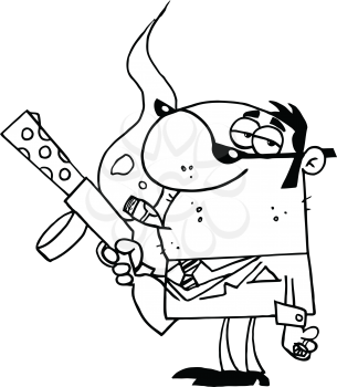 Royalty Free Clipart Image of a Gangster Carrying a Weapon