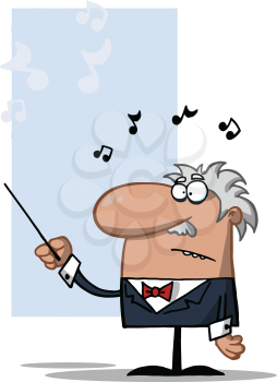 Royalty Free Clipart Image of an African American Orchestra Conductor Holding a Baton
