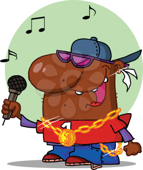 Royalty Free Clipart Image of an African American Hip Hop Singer