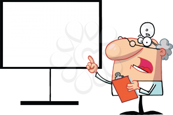 Royalty Free Clipart Iamge of a Doctor Pointing a Finger at a Board