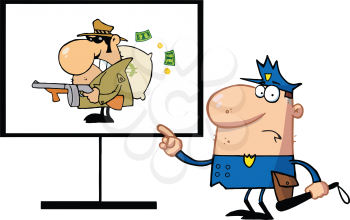 Royalty Free Clipart Image of a Police Officer Beside a Gangster Picture