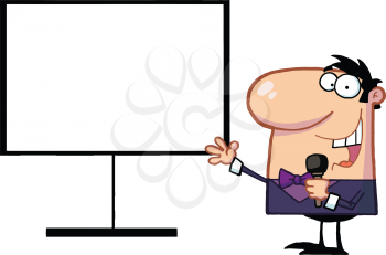 Royalty Free Clipart Image of a Man Talking Into a Microphone