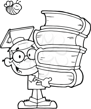 Royalty Free Clipart Image of a Male Graduate With Books