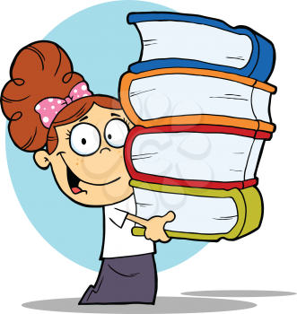 Royalty Free Clipart Image of a Student Carrying Books