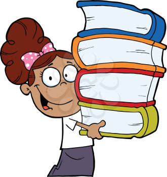 Royalty Free Clipart Image of a Student Carrying Schoolbooks