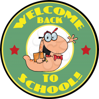 Royalty Free Clipart Image of a Bookworm Heading Back to School
