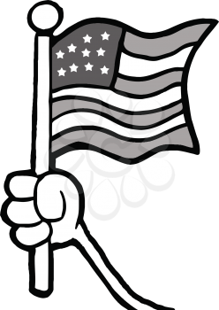 Royalty Free Clipart Image of a Hand Holding an American Flag