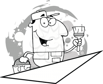 Royalty Free Clipart Image of a House Painter