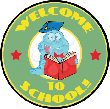 Royalty Free Clipart Image of a Bookworm Back to School