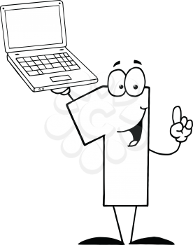 Royalty Free Clipart Image of a Number One With a Computer