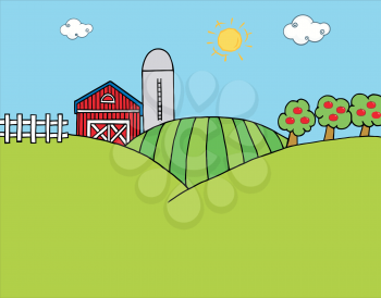 Royalty Free Clipart Image of a Country Scene