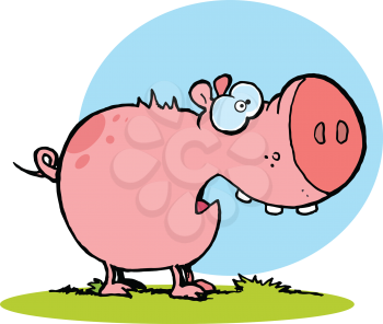 Royalty Free Clipart Image of a Scared Pig