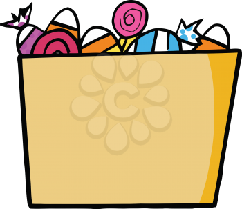 Royalty Free Clipart Image of a Bucket of Halloween Candy