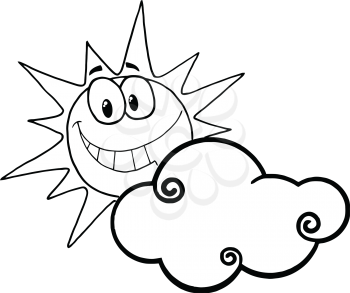 Royalty Free Clipart Image of the Sun Peeking Out from Behind a Cloud
