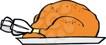 Royalty Free Clipart Image of a Roast Turkey