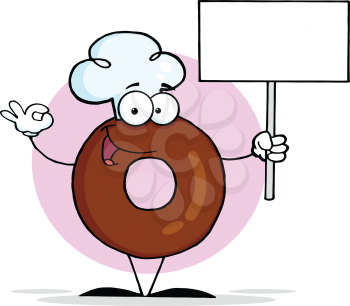 Royalty Free Clipart Image of a Donut With a Blank Sign