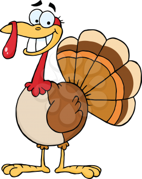 Royalty Free Clipart Image of a Smiling Turkey