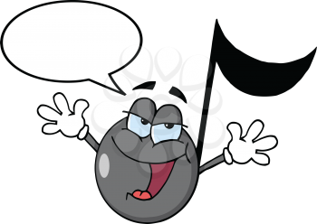 Royalty Free Clipart Image of a Singing Musical Note
