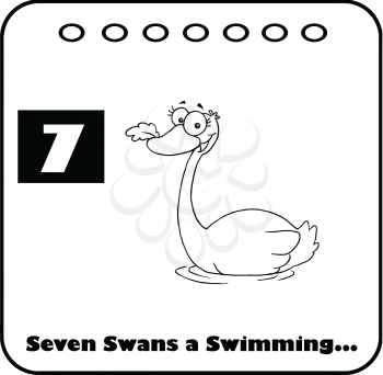 Royalty Free Clipart Image of One of the Seven Swans a Swimming