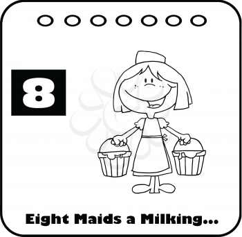 Royalty Free Clipart Image of a Page for Eight Maids a Milking