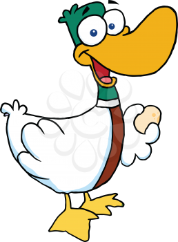 Royalty Free Clipart Image of a Goose With an Egg