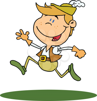 Royalty Free Clipart Image of a Leaping Boy