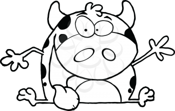 Royalty Free Clipart Image of a Waving Happy Cow