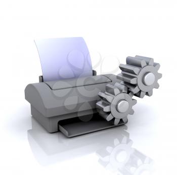 Royalty Free Clipart Image of a 3D Computer and Cogs