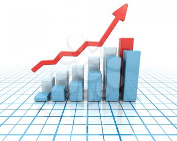 Royalty Free Clipart Image of a Chart Showing Rising Profits