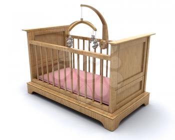 Royalty Free Clipart Image of a Baby Girl's Crib