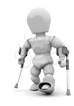 Royalty Free Clipart Image of a Person on Crutches
