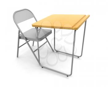 Royalty Free Clipart Image of a Desk and Chair