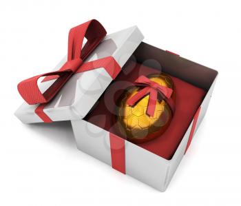 Royalty Free Clipart Image of an Egg With a Bow in a Box
