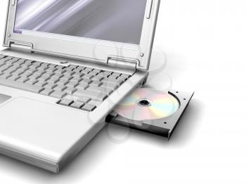 Royalty Free Clipart Image of a CD Drive on a Laptop