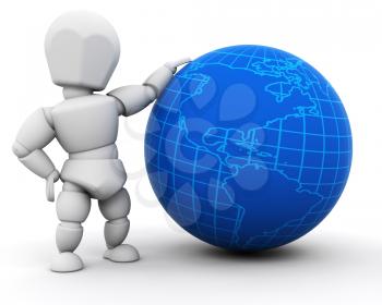 Royalty Free Clipart Image of a Person With a Globe