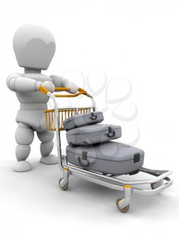 Royalty Free Clipart Image of a Trolley With Suitcases