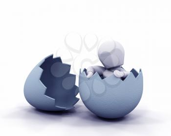 Royalty Free Clipart Image of a Person in a Broken Egg