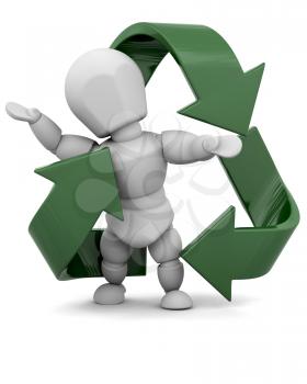 Royalty Free Clipart Image of a Recycling Symbol Around a Person
