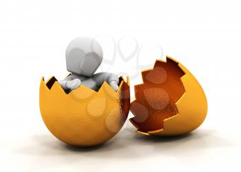 Royalty Free Clipart Image of a Person Inside a Golden Egg