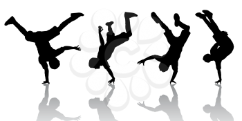 Silhouettes of breakdancers