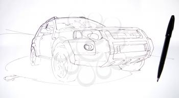Artists sketch of a car
