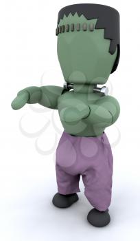 3D render of a man dressed as Frankenstein