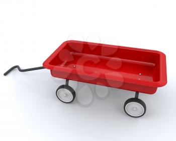 3d render of a childs toy red wagon