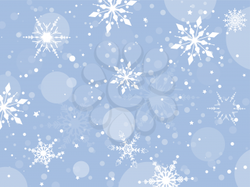 Abstract background of snowflakes and stars