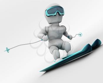 3D render of a man skiing