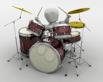 3d render of a man playing the drums
