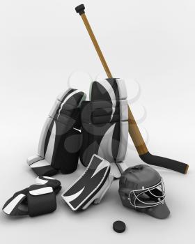 3D render of ice hockey goalie equipment
