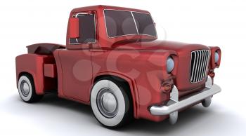 3D render of a Caricature of 50's pickup truck