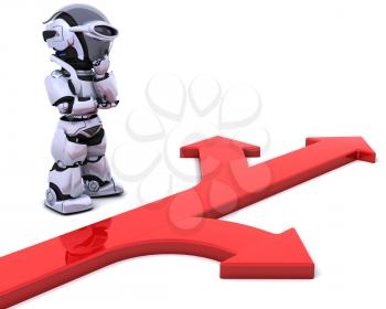 3D render of a robot with arrow symbol
